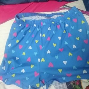 Kids XL 14 16 blue with heart pj shorts
